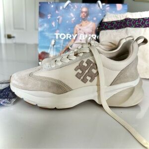Tory Burch Cream and Tan Sneakers